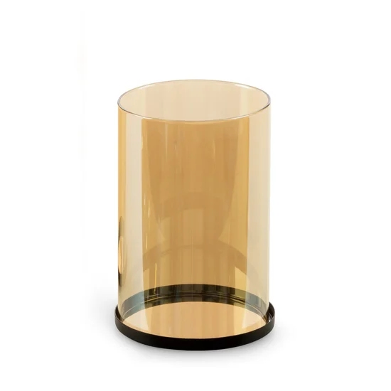 Świecznik dekoracyjny MIRA z metalu ze szklanym kloszem - ∅ 10 x 15 cm - złoty
