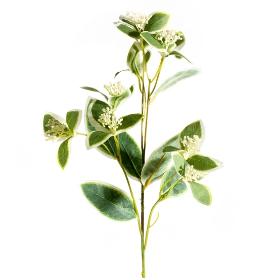 ROŚLINA ZIELONA o ozdobnych liściach, kwiat sztuczny dekoracyjny - 60 cm - zielony