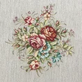 Obrus z grubszej tkaniny gobelinowej z nicią szenilową z motywem kwiatów - 140 x 180 cm - popielaty 2