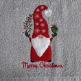 Ręcznik świąteczny SANTA 23bawełniany z aplikacją ze skrzatem - 70 x 140 cm - srebrny 2