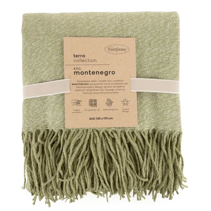 TERRA COLLECTION Koc MONTENEGRO z miękkiej tkaniny akrylowej z frędzlami TERRA COLLECTION Koc MONTENEGRO z miękkiej tkaniny akrylowej z frędzlami - 130 x 170 cm