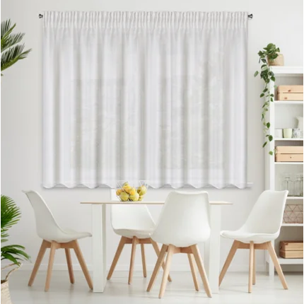 Firana gotowa SIBEL z jasnozłotym nadrukiem drobnych kwadracików Firana gotowa SIBEL z jasnozłotym nadrukiem drobnych kwadracików - 300 x 150 cm
