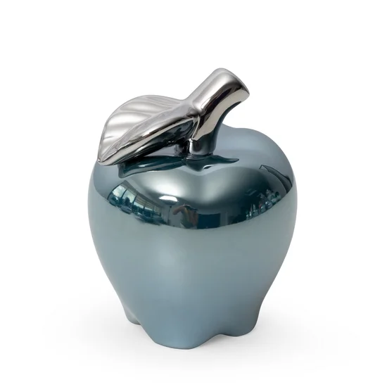 Jabłko - figurka ceramiczna SIMONA z perłowym połyskiem - 11 x 11 x 14 cm - turkusowy