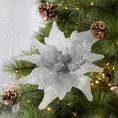 Świąteczny kwiat dekoracyjny z płatkami z wytłaczanego welwetu i brokatu - 25 x 15 cm - srebrny 1
