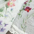 Zazdrostka z etaminy z nadrukiem letnich kwiatów polnych i bawełnianą koronką - 150 x 30 cm - biały 9