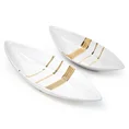 Patera ceramiczna w kształcie łódeczki biało-złota - 40 x 14 x 7 cm - biały 2
