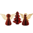 Figurka świąteczna ANIOŁ z złotymi ażurowymi skrzydłami w stylu eko - 15 x 30 x 24 cm - bordowy 4
