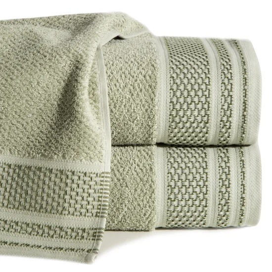 Ręcznik bawełniany SUZANA o ryżowej strukturze z żakardową bordiurą - 70 x 140 cm - miętowy