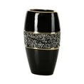 Wazon SHELLY w stylu glamour z drobnymi kryształkami i złoceniem - 16 x 11 x 29 cm - czarny 1