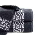 DIVA LINE Ręcznik LETA w kolorze stalowym, z żakardową bordiurą z motywem zwierzęcym i błyszczącą nicią - 50 x 90 cm - stalowy 1