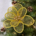 Kwiat świąteczny z ażurowej tkaniny z perełkami - ∅ 28 cm - złoty 1