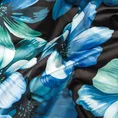 Zasłona KLEO z miękkiego welwetu dekorowana nadrukiem z niebieskimi kwiatami - 140 x 270 cm - czarny 7