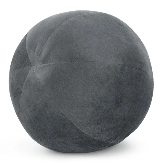 Poduszka dekoracyjna w formie kuli z welwetu GAJA - ∅ 24 cm - stalowy