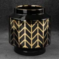 Wazon ceramiczny z geometrycznym wzorem czarno-złoty - ∅ 18 x 19 cm - czarny 1