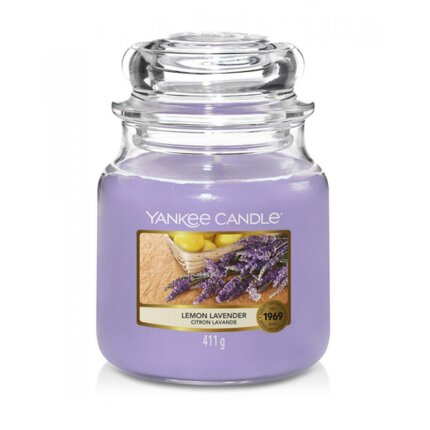 YANKEE CANDLE - Średnia świeca zapachowa w słoiku - Lemon Lavender ∅ 11 x 13 cm różowy