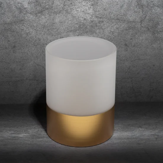 LIMITED COLLECTION Świecznik BLANCA biało-złoty ze szkła artystycznego MAGIA BIELI - ∅ 15 x 20 cm - biały