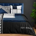 EVA MINGE Komplet pościeli EVA 08 z najwyższej jakości makosatyny bawełnianej z designerskim nadrukiem łączący elegancką pepitę z wzorem geometrycznym - 220 x 200 cm - niebieski 1