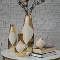 Wazon ceramiczny biało-złoty z geometrycznym wzorem - ∅ 14 x 28 cm - beżowy 7