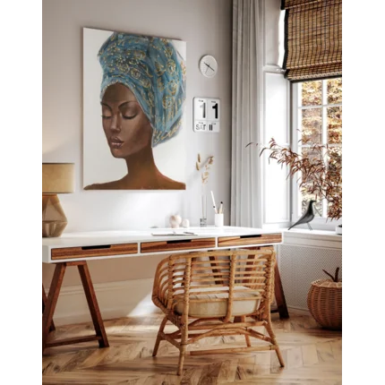 Obraz BEAUTY 2 ręcznie malowany na płótnie portret kobiety w turbanie Obraz BEAUTY 2 ręcznie malowany na płótnie portret kobiety w turbanie - 60 x 80 cm