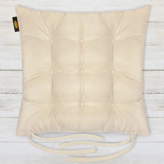 ADORE dwustronna welurowa poduszka siedziskowa na krzesło z dziewięcioma pikowaniami, gramatura 195 g/m2 - 40 x 40 x 6 cm - kremowy