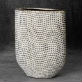 Wazon ceramiczny VERDA  z drobnym wytłaczanym wzorem - 17 x 8 x 24 cm - biały 1