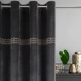 DIVA LINE Zasłona z welwetu zdobiona pasem geometrycznego wzoru z drobnych jasnozłotych dżetów - 140 x 250 cm - czarny 1