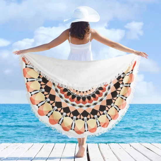 Ręcznik plażowy HAVANA okrągły szybkoschnący - ∅ 150 cm - pomarańczowy
