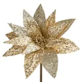 Świąteczny kwiat z tkaniny zdobiony brokatem i cekinami - 31 x 20 cm - złoty 2
