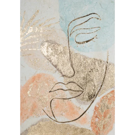 Obraz FACE 1 abstrakcyjny ręcznie malowany na płótnie - 50 x 70 cm - beżowy
