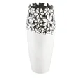 Wazon ceramiczny z ażurowym zdobieniem w formie kwiatów - ∅ 14 x 34 cm - biały 1