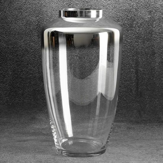 Wazon  ZOJA z dwubarwnego szkła artystycznego transparentny-srebrny - ∅ 20 x 35 cm - srebrny