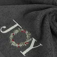 Ręcznik świąteczny SANTA 18 bawełniany z haftem z napisem JOY - 70 x 140 cm - stalowy 5