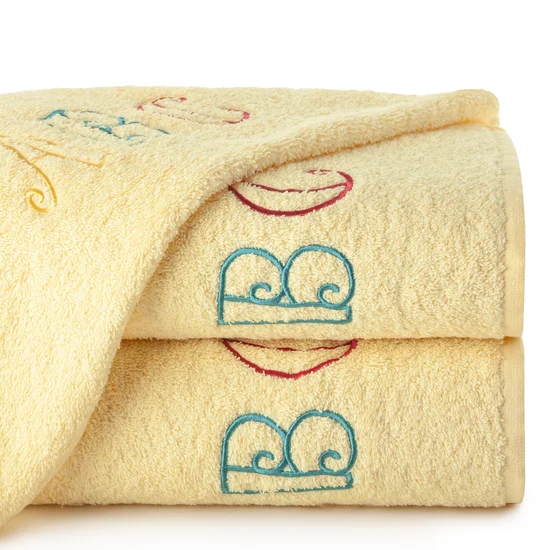 Ręcznik  BABY z haftem z literkami - 50 x 90 cm - żółty