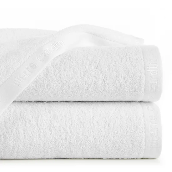 PIERRE CARDIN Ręcznik EVI w kolorze kremowym, z żakardową bordiurą - 70 x 140 cm - biały