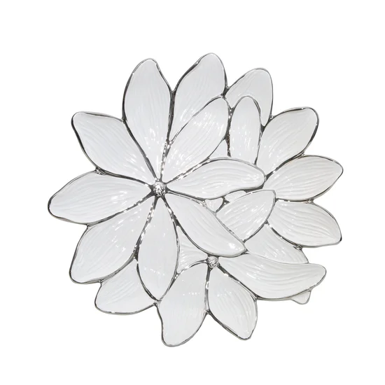 Patera ceramiczna w formie kwiatu - ∅ 33 x 6 cm - biały