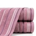 Ręcznik LIVIA  z kolorowymi paskami tkanymi we wzór jodełki - 30 x 50 cm - liliowy 1