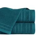 Ręcznik z welurową bordiurą przetykaną błyszczącą nicią - 70 x 140 cm - turkusowy 1