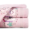 Ręcznik BABY z haftowaną aplikacją z dinozaurem - 50 x 90 cm - różowy 1