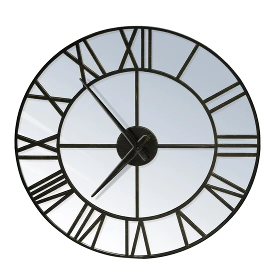 Dekoracyjny zegar ścienny w stylu vintage z metalu i szkła - 50 x 5 x 50 cm - czarny