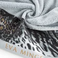 EWA MINGE Ręcznik AGNESE  z bordiurą zdobioną designerskim nadrukiem z motywem zwierzęcym - 70 x 140 cm - srebrny 5