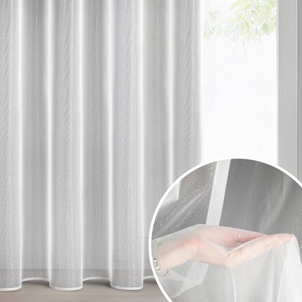 Firana biała z lekkiej i błyszczącej tkaniny 350x250 cm przelotka SYLVIA ELLA LINE 350 x 250 cm biały przelotki/koła | Eurofirany