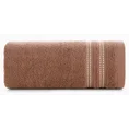 Ręcznik ALLY z bordiurą w pasy przetykany kontrastującą nicią miękki i puszysty, zero twist - 50 x 90 cm - ceglasty 3